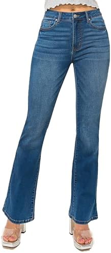WAX JEAN Women's Destructed Flare Jeans in Sustainable Denim
