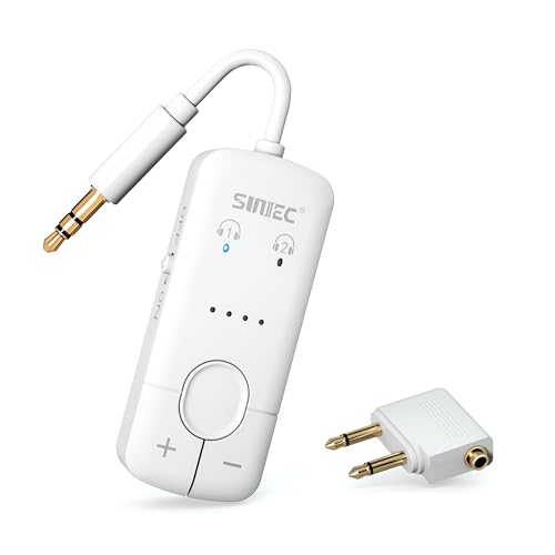 AirFly Bluetooth Adapter Aeroplane for Headphones, Airplane Wireless Audio Transmitter for 2 AirPods AptX Low Latency with 3.5 mm AUX Jack Transmitter, 35 Hours Battery Life for Gym, Travel, White