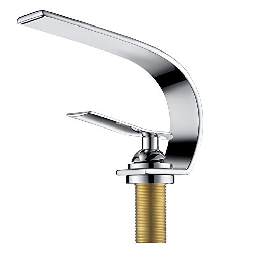 Charmingwater Modern Commercial Chrome Single Handle Bathroom Vanity Faucets, Curved Single Hole Sink &Lavatory Mixer Tap, Single Lever Upgraded Version