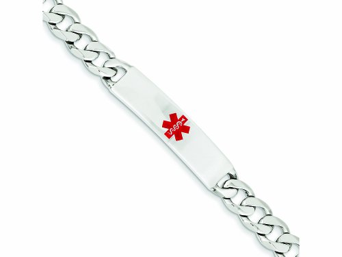 Sterling Silver Polished Medical Curb Link Id Bracelet