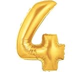 Number 4 Metallic Gold 40in Balloon