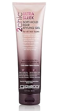 Giovanni Organic 2Chic Brazilian Keratin & Argan Oil Soft Hold Styling Gel with No Parabens, No Sulphates, No Mineral Oil, No Colours, No PEG, USDA Certified Organic 150ml (Made in USA)