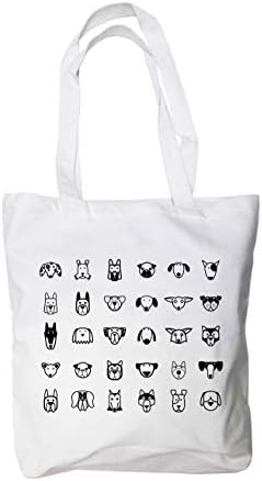 Dog faces Canvas Tote Bag 12 Oz 100% Cotton (15”X16”X3”) Reusable Ideal for Groceries, Shopping, School. Personalize it with permanent marker included