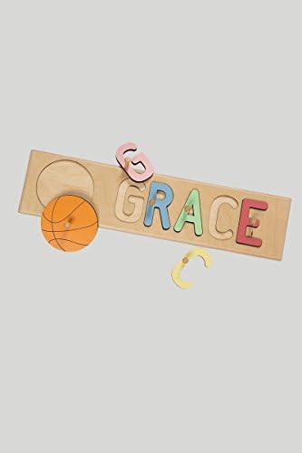 Basketball Kids Wooden Name Peg Puzzle – Up to 9 Characters