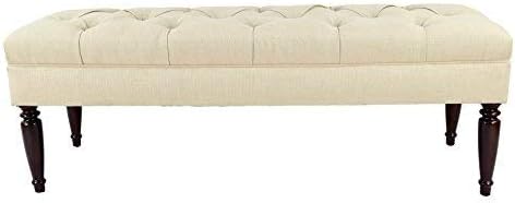 MJL Furniture Designs Claudia Collection Upholstered Diamond Tufted Bedroom Accent Bench, HJM100 Series, Beige