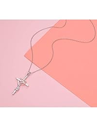 JZMSJF - Collar con colgante de cruz de plata de ley 925 para mujer