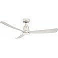 Fanimation Kute 3 Blade Ceiling Fan with Light Kit 52 Inches Wide with Brushed Nickel Finish and Brushed Nickel Blades