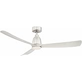Fanimation Kute 3 Blade Ceiling Fan with Light Kit 52 Inches Wide with Brushed Nickel Finish and Brushed Nickel Blades