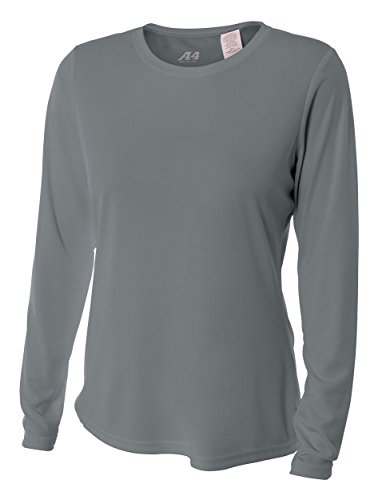 A4 Women's Cooling Performance Crew Long Sleeve T-Shirt, Graphite, XX-Large