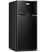 COSTWAY Compact Refrigerator, 3.4 cu. ft. Classic Fridge with Adjustable Removable Glass Shelves,...