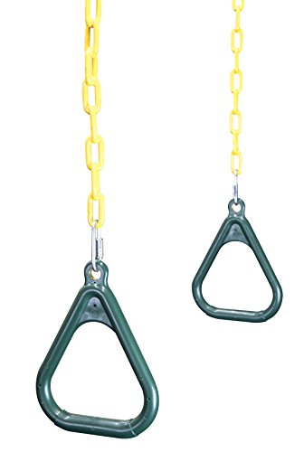 Trapeze Gym Rings with Chains - Plastic Coated Chains & Locking Carabiners