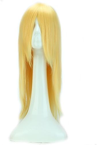 Halloween Christmas Cosplay Wigs Heat Resistant Japanese Kanekalon Fiber Synthetic Full Wigs with Bangs 9 Colors for Women Fashion (24’’Long Straight Golden Blonde)