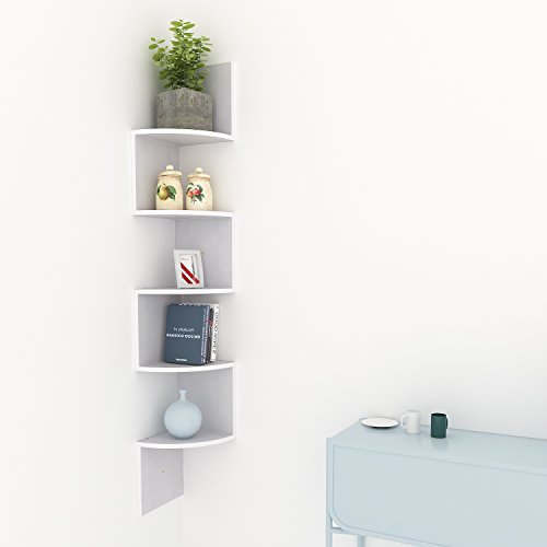 Homevol Corner Shelf, 5 Tier Wood Wall Mount Corner Shelves