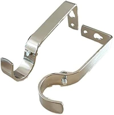 HomeElabador Silver Curtain Rod Brackets Set 2 28mm Pole Wall Mounts with Screws