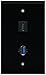 RiteAV - 1 Port HDMI 1 Port USB 3.0 Wall Plate - Black