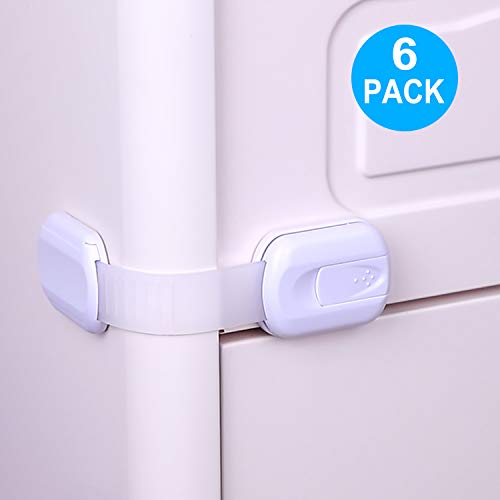 TUSUNNY Baby Safety Cabinet Locks,No Tools or Drill Child Proofing Strap Locks with Strong 3M Adhesive,Multi-Purpose Locks for Drawers, Cabinets, Oven, Toilet, Fridge, Door, Window, Cupboard(6PACK)