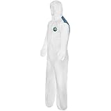 Lakeland MicroMax NS Cool Suit Microporous Disposable Coverall with Hood, Elastic Cuff, Large, White (Case of 25)