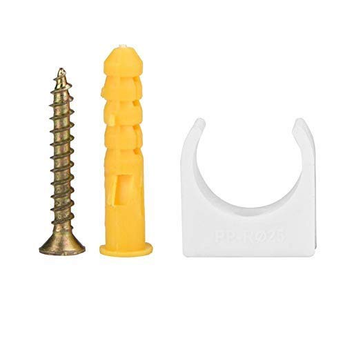 Pipe Clamp,20pcs 16/20/25/32mm PPR U Shape Pipe Clamp Tube Pipe Fasten Holder with Screws(25mm)