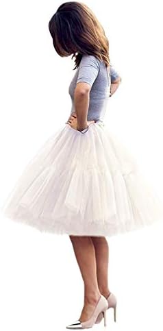 Women's Midi Tulle Tutu Skirt Puffy Princess Five Layers A line 50s Petticoat Crinoline Underskirt Prom Party ICY076