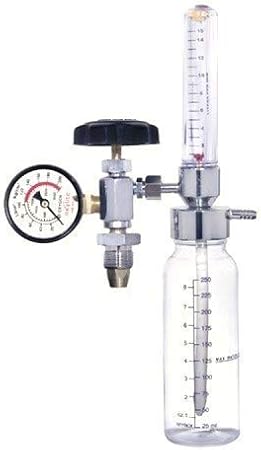 MEDIGOLD OXYGEN FLOWMETER With Rotameter Humidifier Bottle Flow Meter With Oxygen Face Mask Oxygen Flow Meter With Regulator and Mask