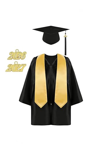 Last Page® Preschool Kindergarten Graduation Gown Cap Set with 2026 and 2027 Charms and Graduation Sash