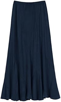 Urban CoCoWomen's 2024 Vintage Elastic Waist A-Line Pleated Loose Long Midi Skirt