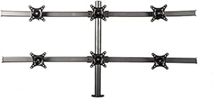 MonMount 6-Monitor Hex Black Desk Monitor Mount Clamp Dual Curved Arms (up to 6x 24' monitors)