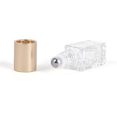 Roller Bottle-3ml/0.1OZ Mini Glass Essential Roller Bottles with Stainless Steel Roller Balls for Perfumes and Lip Balms With 2 Sliver Funnels,Birthday Gift (pack of 10) by MUB