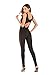 Women Mesh Stitching Back Keyhole Sleeveless See Through Jumpsuit and Romper Black