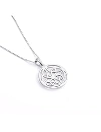 Plata de ley 925 Buena Suerte irlandés céltico nudo Ronda Colgante Collares, Box Cadena 18"