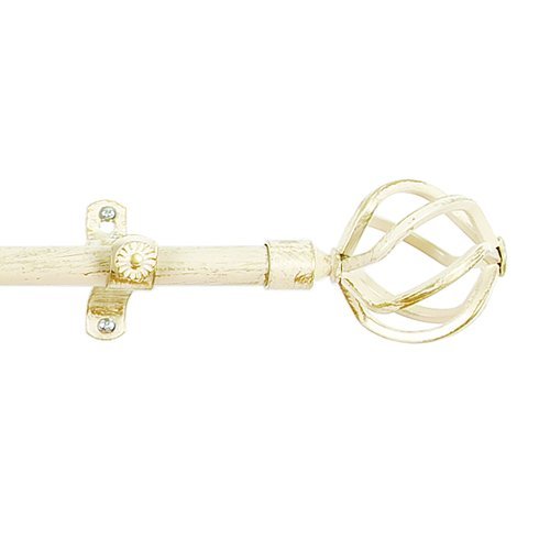 Achim Home Furnishings Metallo Avalon Curtain Rod and Finials, 48-Inch Extends to 86-Inch, White/Gold