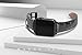 MARGE PLUS Compatible with Apple Watch Band 42mm 44mm, Genuine Leather Replacement Band Compatible with Apple Watch SE Series 6 5 4 (44mm) Series 3 2 1 (42mm), Bright Black Band/Black Adapter