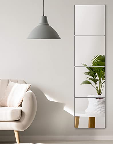 ® 4 Piezas Espejos de Pared, Espejos Adhesivos, Espejos Decorativos de Pared, 20x20cm, para Sala de Estar, Dormitorio, baño
