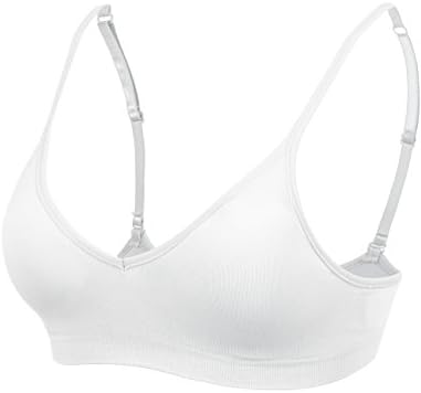 DOUBLDO Womens Seamless Stretch Strap Bralette With Removable Pad-One Size-White