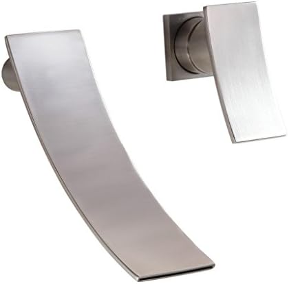 Wall Mount Bathroom Sink Faucet Brushed Nickel Waterfall Lavatory Mixer Tap Single Handle Tub Faucet