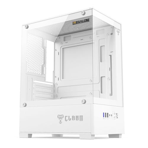 Gabinete Gamer Megalon Snow Clanm com 3 Fans Cooler RGB, Design Moderno Branco, Painéis em Vidro Temperado, Refrigeração Eficiente, Compacto e Ideal para Setups Gamer Elegantes.