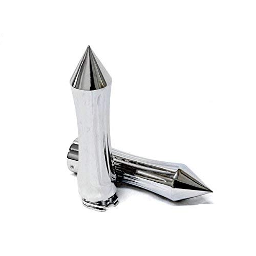 Spiked Motorcycle 1" Handlebar Hand Grips w/Throttle For Honda Kawasaki Suzuki Yamaha Custom Bike (silver) - Thumbnail 2