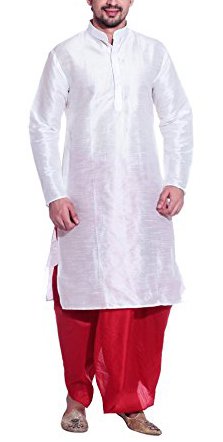 Royal Men's Silk Blend Dhoti & Kurta Set_White