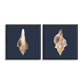 2 Piece Framed Canvas Wall Art for Living Room, Bedroom Conch Theme Canvas Prints for Home Decoration Ready to Hang - 16"x16"x2 Panels