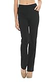 Straight Fit Stretchy Solid Trousers (Medium, Black)