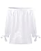 ZANZEA Women's Off The Shoulder Split Knotted Long Sleeve Blouse Loose Boat Neck Tie Cuff Top Shirts Off White XL
