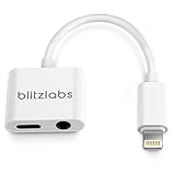 Lightning Splitter 3.5mm Audio and Charge Adapter for iPhone X / 8 / 8 Plus / 7 / 7 Plus - Not Take Calls and synching data (White)