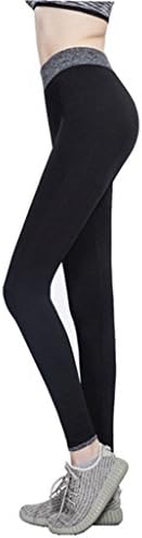 Edove Women Contrast Color Yoga Pants Running Leggings Ankle Tights Black M