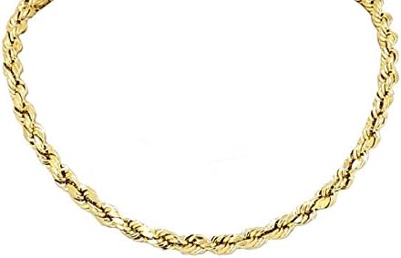 Real Solid 14k Yellow Gold Diamond Cut Rope Chain 16" to 26", 3.0mm (18)