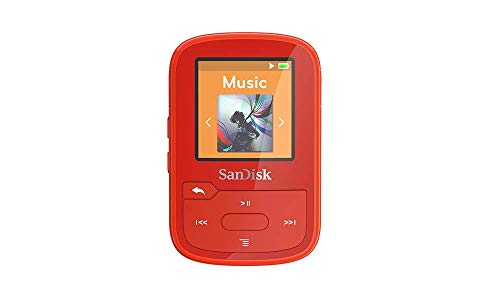 SanDisk 16GB Clip Sport Plus MP3 Player, Red - Bluetooth, LCD Screen, FM Radio - SDMX28-016G-G46R (Best Workout Music Player)