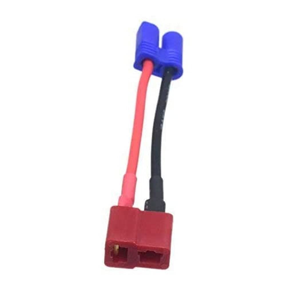 YUNIQUE GREEN-CLEAN-POWER - EC2 Male to T-Plug Female | 16AWG Cable 10cm | Adapter for Lipo Batteries, RC | Color Red Black Blue, Plastic