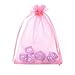 Aketek Pack of 50 Pink color Organza Drawstring Gift Bag Pouch Wrap for Party/Game/Wedding (7x5) (Pink)