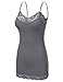 JJ Perfection Women's Adjustable Spaghetti Strap Lace Trim Cami Tunic Tank Top MIDGRAY XL