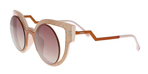 Fendi Women's Round Cutout Sunglasses, Orange Glitter Pink/Red, One Size