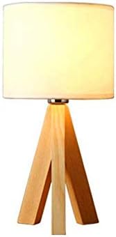 XYJGWSTD Table Lamp-Modern Minimalist Fabric Bedside Lamp LED Eye Protection Desk Lamp Creative Solid Wood Tripod Table Lamp E271 (Without Light Source)